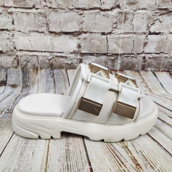 Bottega Veneta Flash Buckle Sandals in String Cream Size 38 US 8 With Box - Picture 5 of 12